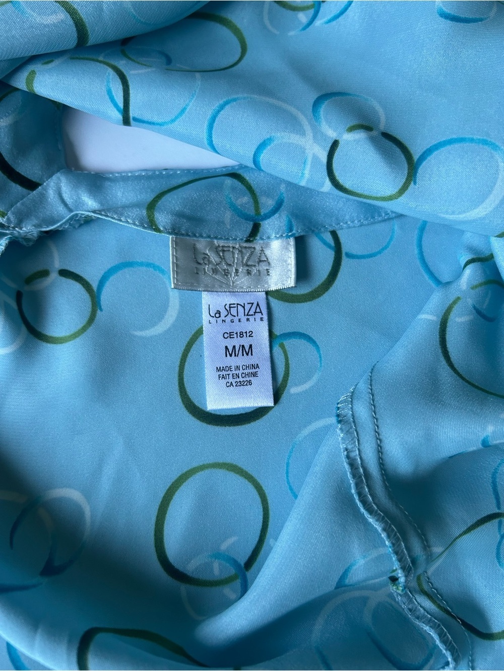 ⚡️2 for $38 La Senza Light Blue Satin-Style Chemise Slip Dress Circular Print - Picture 7 of 7